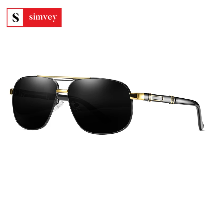 

Simvey Best Polarized Sunglasses Classic Retro Oversized Pilot Driving Sunglasses for Men Uv Protection Alloy Frame Spring Legs