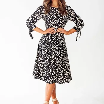 

Dress Cross border fast selling goddess temperament new half sleeve drawstring waistband silk dress in autumn