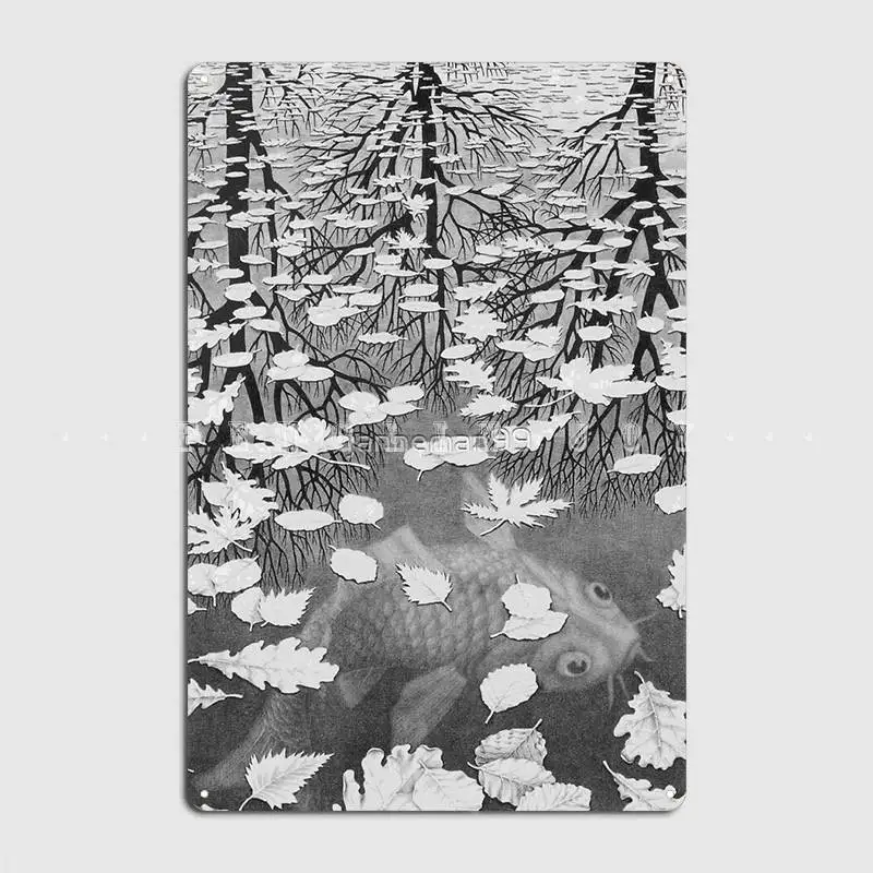

Металлический плакат из трех миров Escher, настенный плакат для кинотеатра, кухни, Настенный декор, оловянный плакат