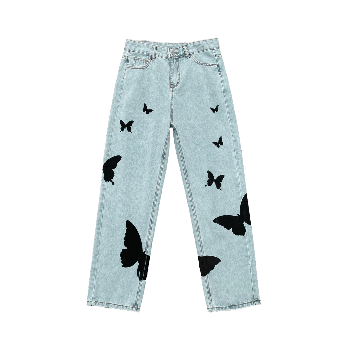 2021 Jeans con stampa farfalla per uomo pantaloni Jeans larghi larghi  pantaloni Casual in Denim pantaloni dritti alla moda elasticizzati  abbigliamento donna|Jeans| - AliExpress