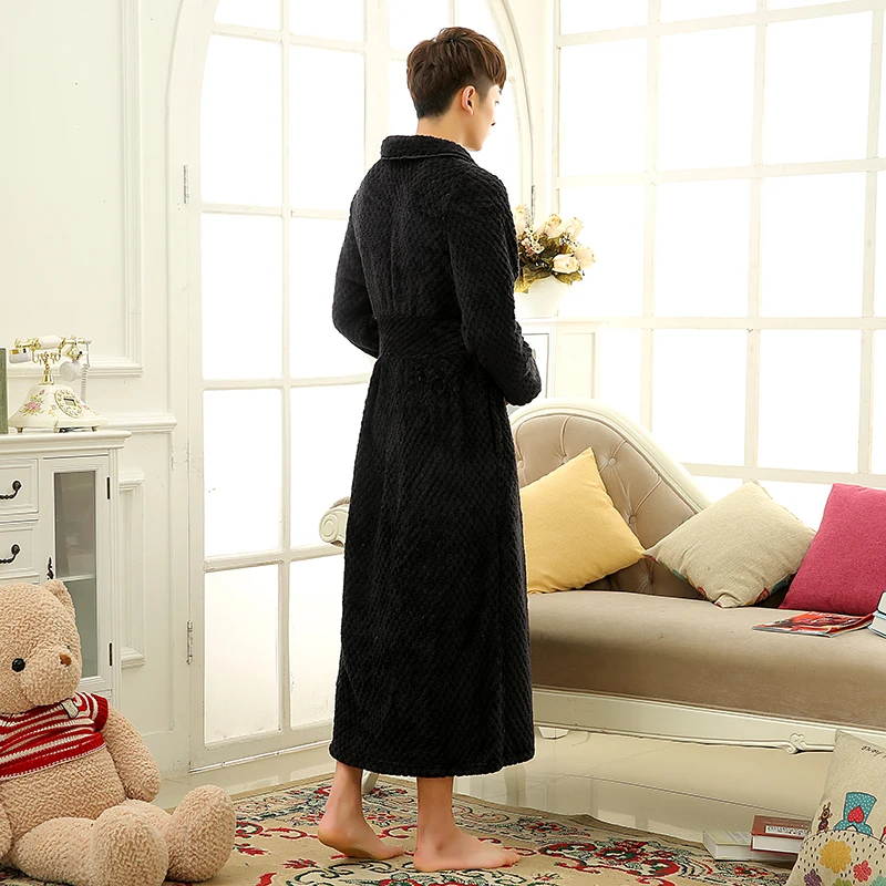 Распродажа, толстый теплый зимний халат для влюбленных, мужской, мягкий, как шелк, удлиненное кимоно, банный халат, мужской халат для мужчин, фланелевые халаты