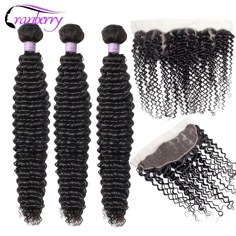 

Cranberry Hair Curly Bundles With Frontal Brazillian Hair Bundles With Closure 13*4 Ear To Ear Swiss Lace Closure Remy Hair