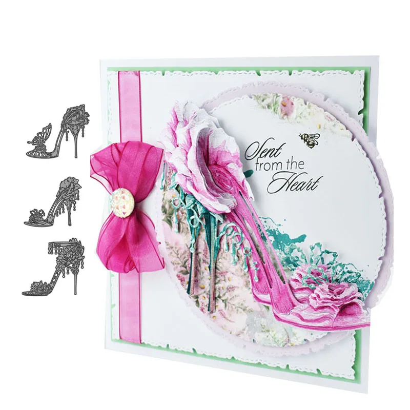 

JC Metal Cutting Dies Flowers High-heeled Shoes Handmade Scrapbooking DIY Punch Blade Make Stencil Craft Mold Mould Decoration