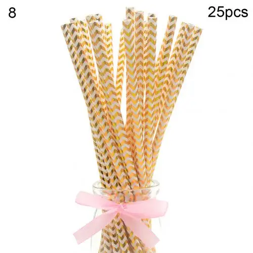 8 Одноразовые соломинки с звездными рисунками 25 шт. полосатая бумага в горошек Дети День рождения Свадебные украшения для ресторана - Цвет: 8