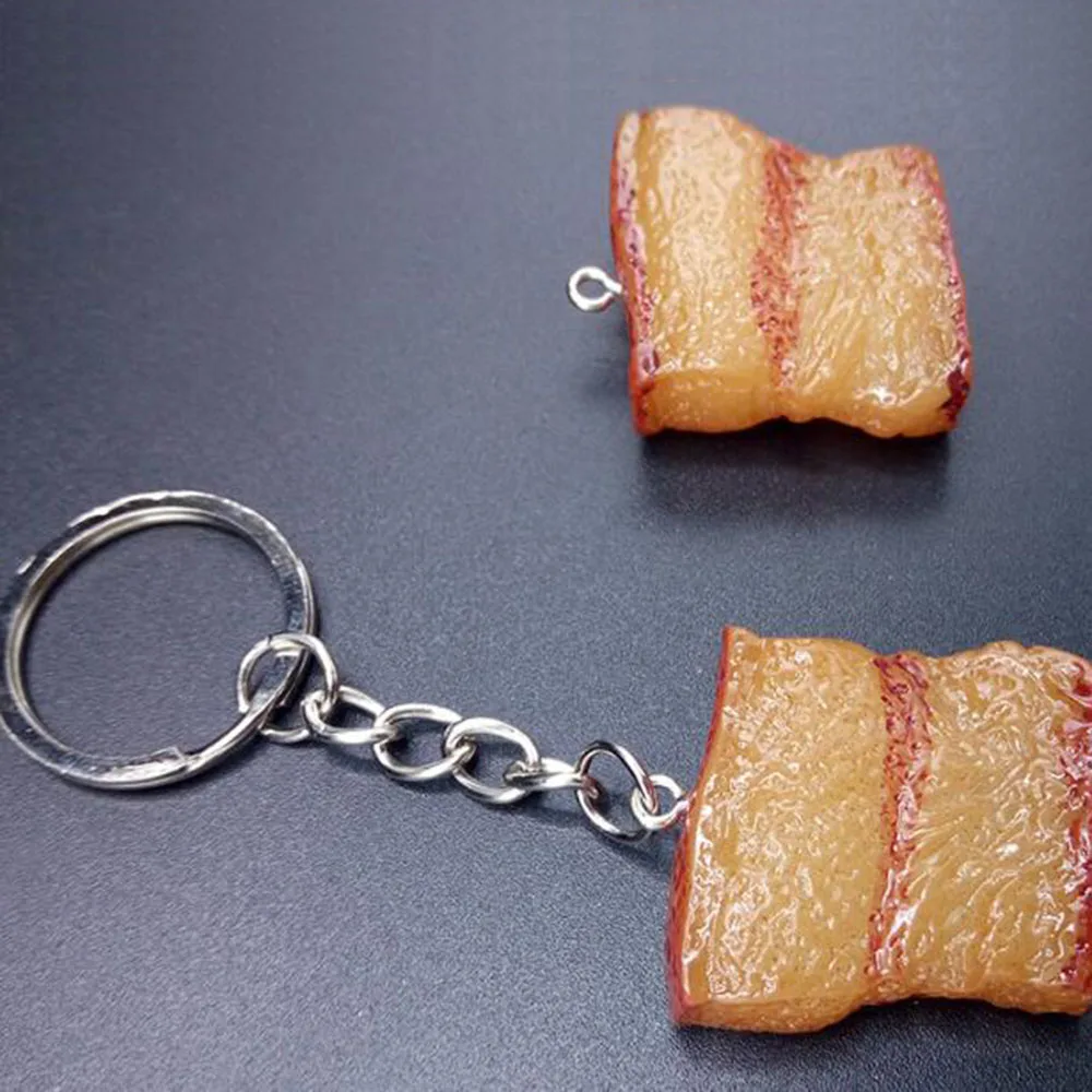 Simulation Food Braised Pork keychain Big Zinc Alloy Keyring Connection Resin Key Chain Car Bag Decorative Pendant | Украшения и