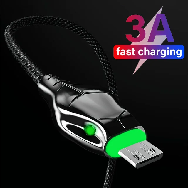 2m 3m 5A Type C Cable 3A Micro USB Charger Fast Charging LED Charge Wire Cord For iPhone 11 Xiaomi Samsung Android Phones For Micro USB
