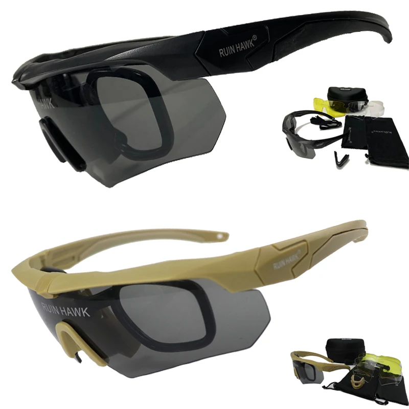 Tactical Glasses With Moypia Frame Outdoor Sport Airsoft Shooting Hunting Goggles Military Army Sunglasses Hiking Goggles
