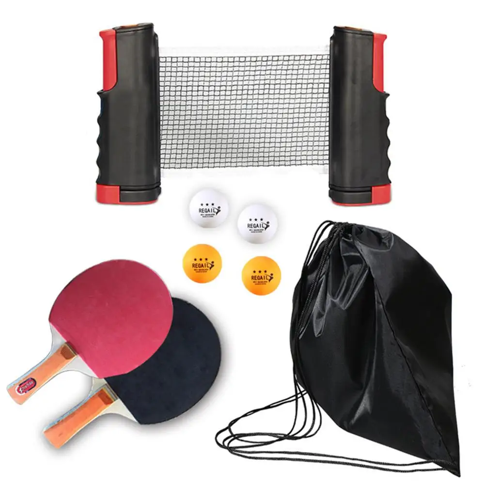 Portable Extendable Net Table Tennis Set Paddle Bats Balls Post Ping Pong Kit 7 