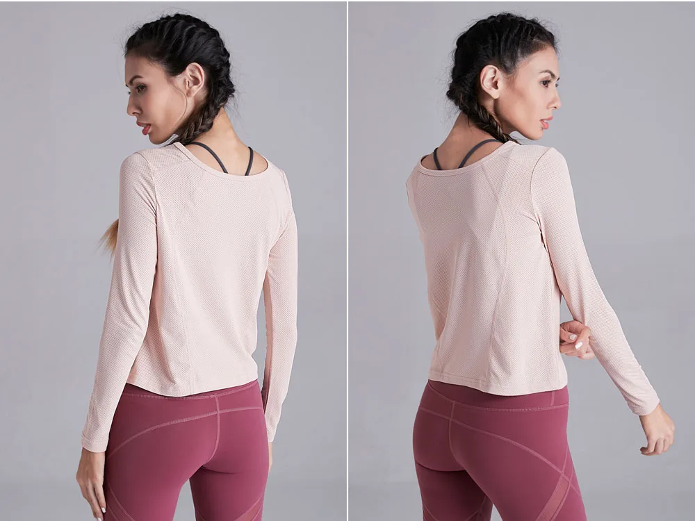 Moonglade Yoga Clothes Fitness Clothes Long-sleeved T-shirt Solid Color Beautiful Back Tops Quick-drying New Sports Running