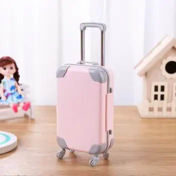 

Doll Accessories Plastic Furniture Kids Toys Play House 3D Travel Train Mini Plastic Suitcase Luggage For Baby Doll Gift