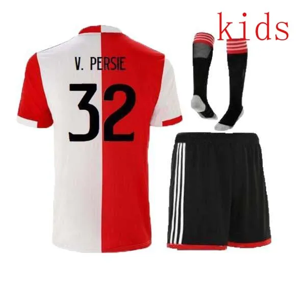 19, 20, FC Feyenoord, Детский комплект, носки Футбольная Футболка,,, домашняя футбольная рубашка BERGHUIS VILHENA JORGENSEN, Детский костюм, носки - Цвет: home