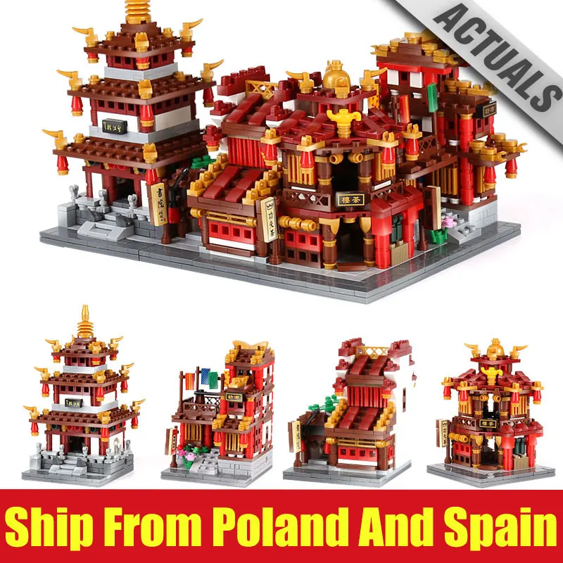 

01102 Chinese Building Street Toys The Teahouse Library Cloth House Wangjiang Tower Set Building Blocks Brick Kids Toys