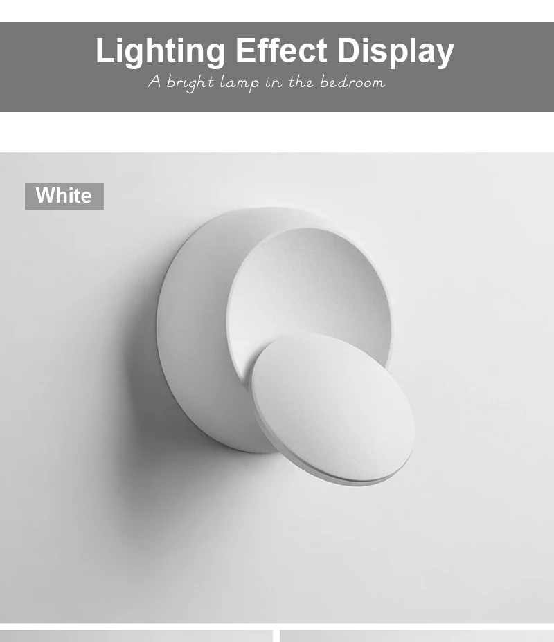 vintage wall lights LED Wall Lamp 360 Degree Rotation Adjustable Bedside Lights White Black Creative Wall Light Black Modern Round Wall Sconce Lamps wall lamps for bedroom