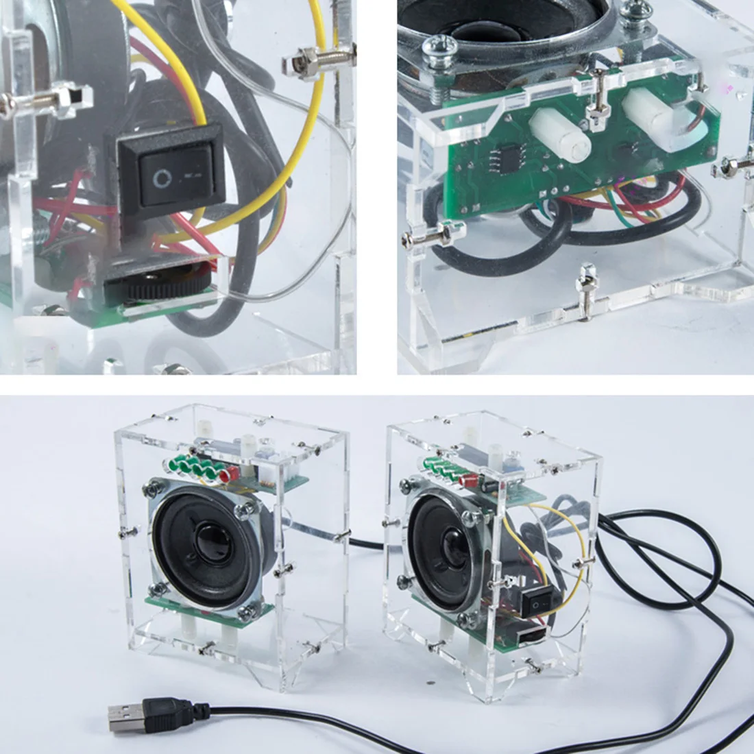 Greatest 2Pcs DIY Mini Speaker Kit MP3 Small Speaker Sound Amplifier With LED Music Spectrum Model Education