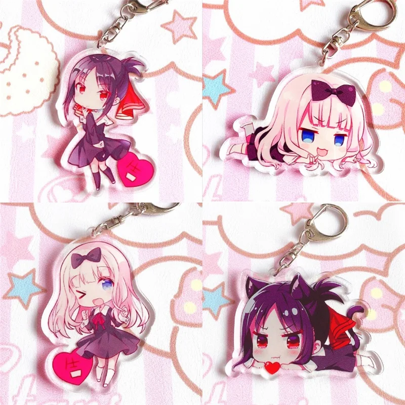 Sweet Anime Kaguya-sama: Love Is War Keychain Fujiwara Chika Shinomiya Kaguya Double Sided Acrylic Charm Key Chain Cute Jewelry | Украшения
