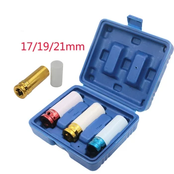 

3Pcs Thin Wall Deep Impact Nut Socket Alloy Wheel 1/2 Inch Socket Drive Set 17mm 19mm 21mm Size Outdoor Auto Repair Tools 2017