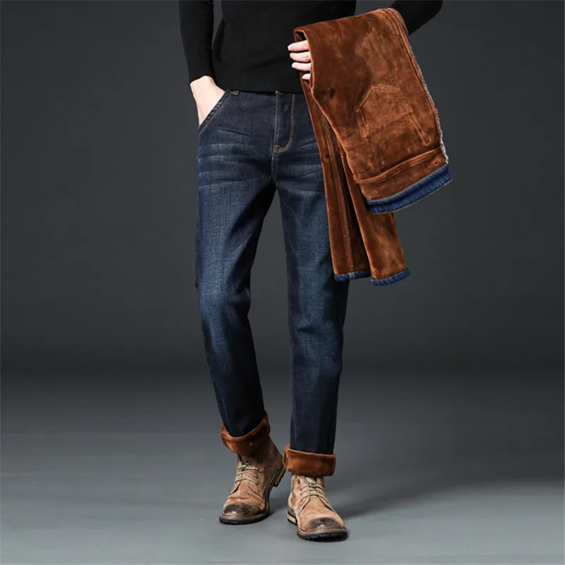 2019 winter men's plus velvet thick warm casual jeans brand clothing stretch jeans men's loose straight feet plus velvet jeans 2019 winter men's plus velvet thick warm casual jeans brand clothing stretch jeans men's loose straight feet plus velvet jeans