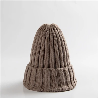 Khaki Зимние шапки, шапки бини, вязаные шапки Skullies, теплые женские шапки унисекс из хлопка для женщин - Цвет: Khaki