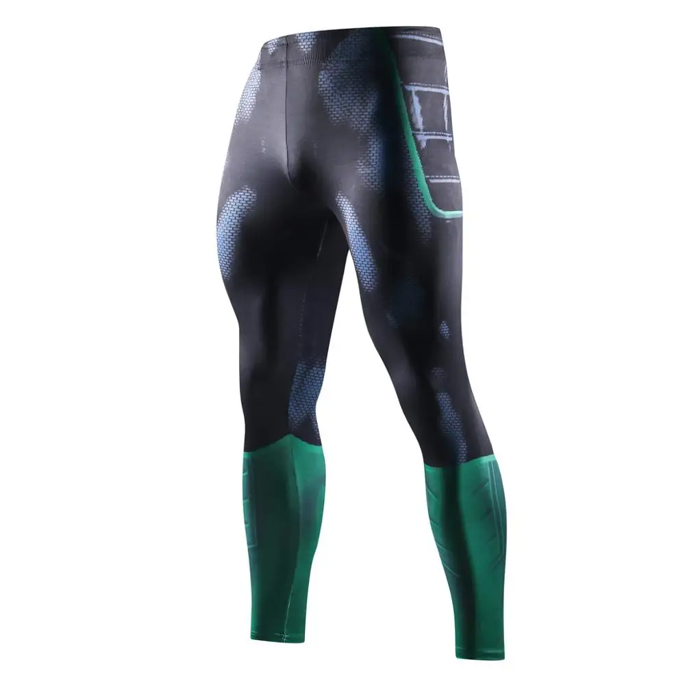 Новые обтягивающие спортивные брюки для мужчин с 3D принтом, утягивающие брюки для мужчин, модные леггинсы, фитнес-штаны, мужские эластичные брюки, топы - Цвет: KZ36