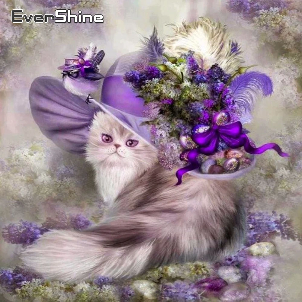 Evershine Алмазная вышивка с животными кошкой алмазная живопись полная картина