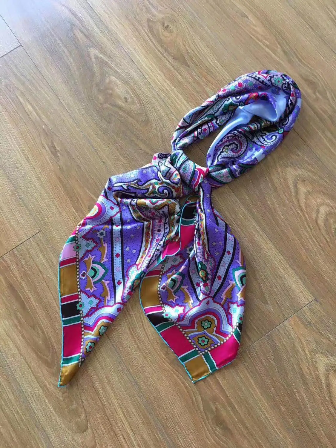 2019 new arrival brand colorful Paisley 100% satin georgette scarf 140*140 cm square big shawl wrap for women lady |