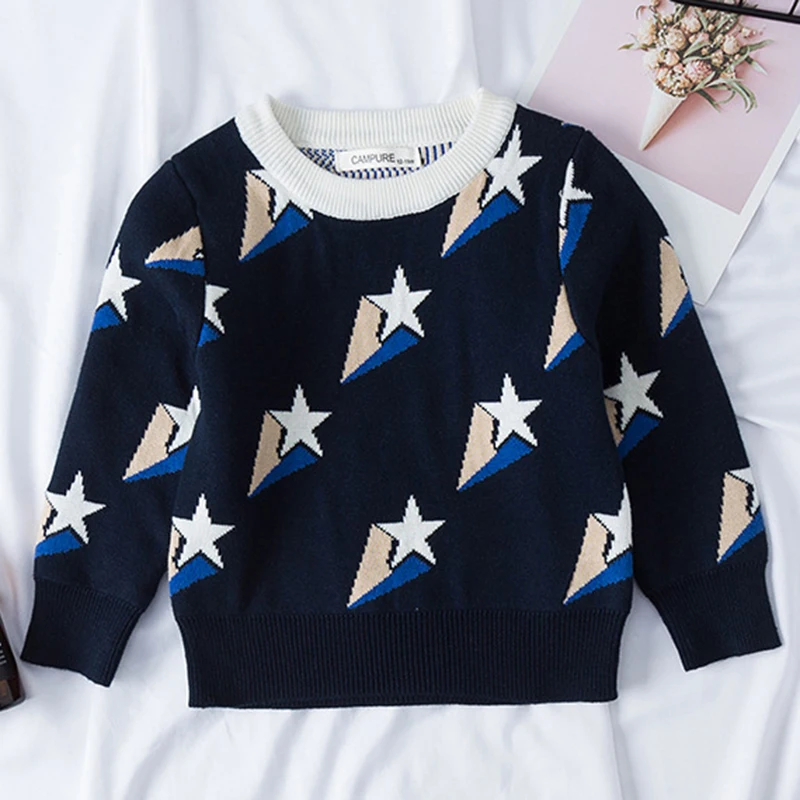 19019 Navy blue Новинка года; сезон осень-зима; вязаные свитера с рисунком; свитер для маленьких мальчиков и девочек; свитера для девочек; одежда для детей; пуловер для мальчиков и девочек; свитер - Цвет: 19019 Navy blue