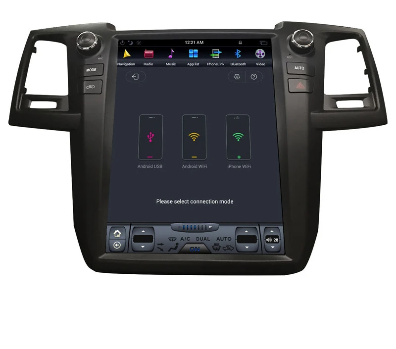 

12.1" tesla style vertical screen android 9.0 Six core Car GPS radio Navigation for Toyota Fortuner SW4 2012-2015