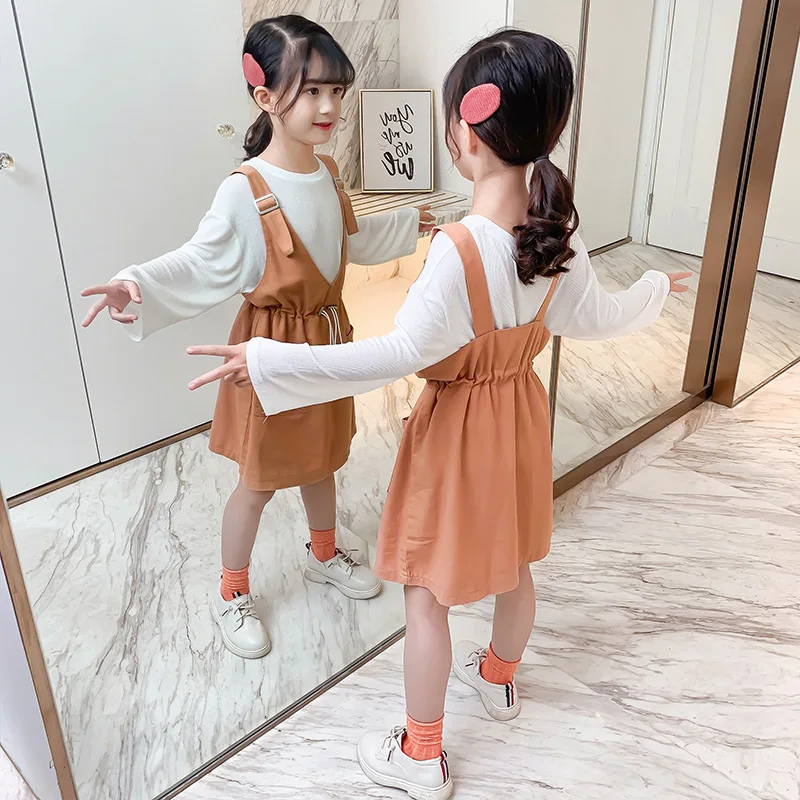 

2020 New Style Spring Clothing Girls' Suspender Skirt Set Korean-style Big Boy Western Style Waist Hugging Skirt Two-Piece Set