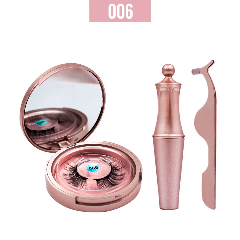 3pcs/set Ibcccndc Magnetic eyelashes with eyelash Tweezers Magnet Eyeliner Set free Glue Reusable Natural False Eyelashes IB009 - Color: 06