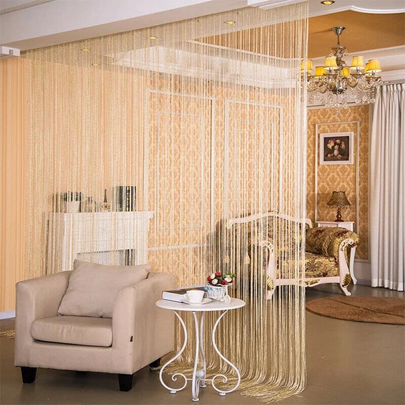 1x2m New Shiny Tassel Silver Line String Curtain Valance Living Room Divider Wedding DIY Home Decor
