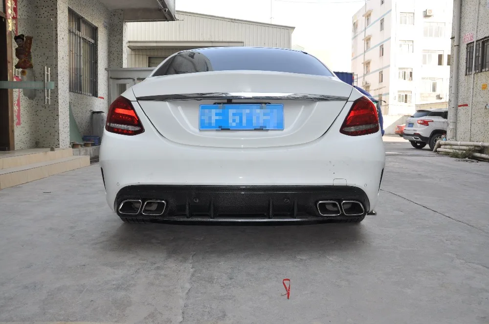 C63 Стильный автомобильный Стайлинг из углеродного волокна задний бампер диффузор сплиттер для Mercedes BENZ C CLASS W205- AMG C43 C63