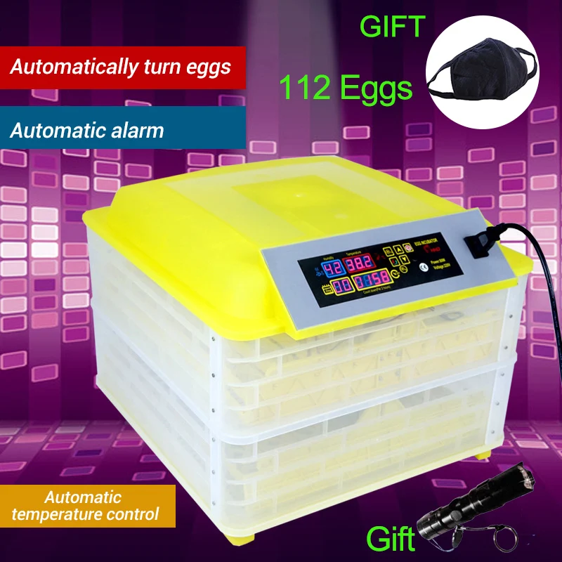 

112 Digital Egg Incubator Machine Automatic Hatchery Clear Egg Turning Temperature Control Farm Chicken Egg Incubator Controller