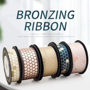 

1.3-2.6mm width shiny ribbon customized honeycomb pattern printing ribbon decoration bouquet flower shop 5m/roll