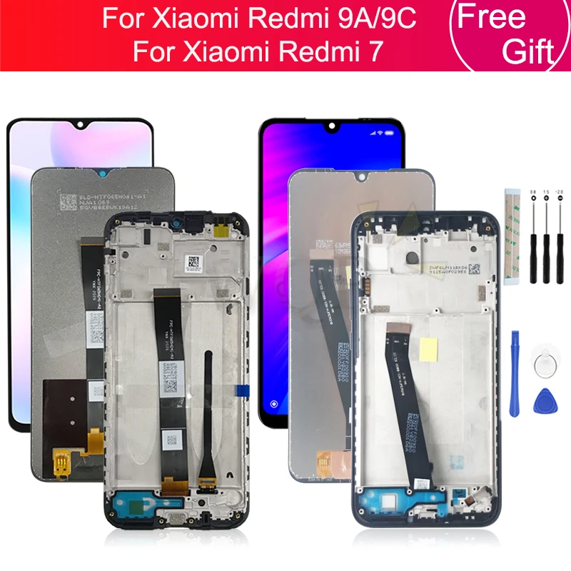 Для Xiaomi Redmi 9a/9C ЖК дисплей сенсорный экран дигитайзер сборка с рамкой для 7