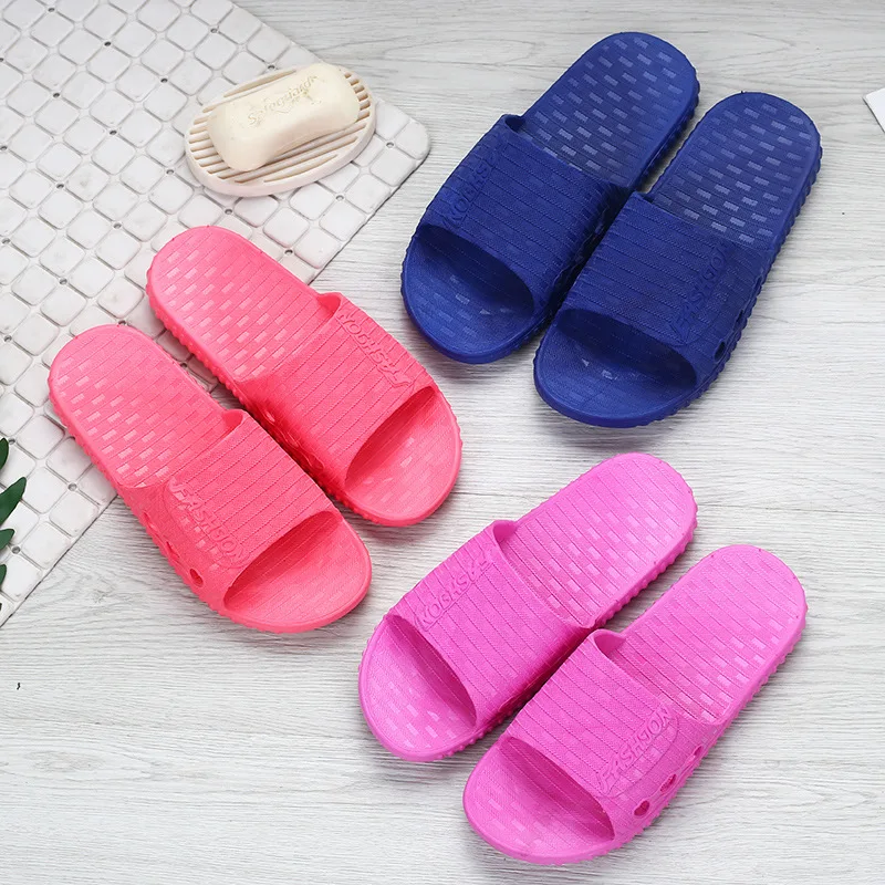 

Korean-style Bathroom Plastic Slippers Men's Bath Anti-slip Breathable Soft Bottom Household Couples Hotel Sandals Women's Summe