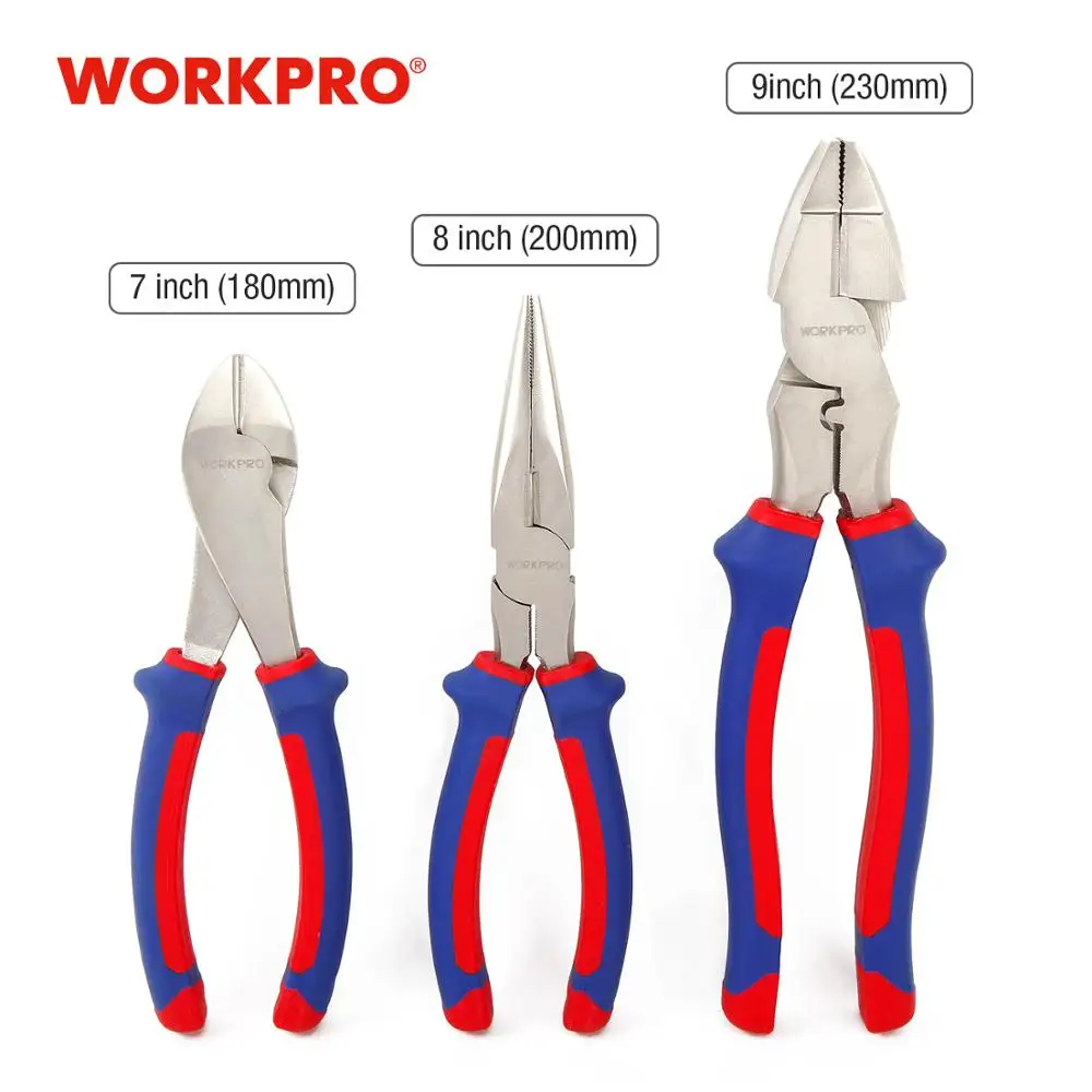 WORKPRO 7 "8" 9 "Elettricista Pinze Set Cable Wire Cutter Set di Utensili A Mano