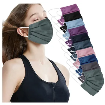 

4PCS Adult Woman Solid Ruffle Adjustable Washable Safet Protect Face Mask Face Mask Face Mouth Mask Reuseable Mouth Cover Cloth