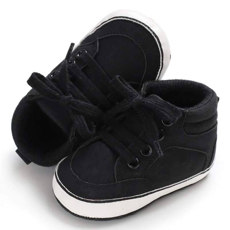 Детская обувь для малышей; обувь для новорожденных; нескользящие кроссовки с мягкой подошвой для малышей - Цвет: black