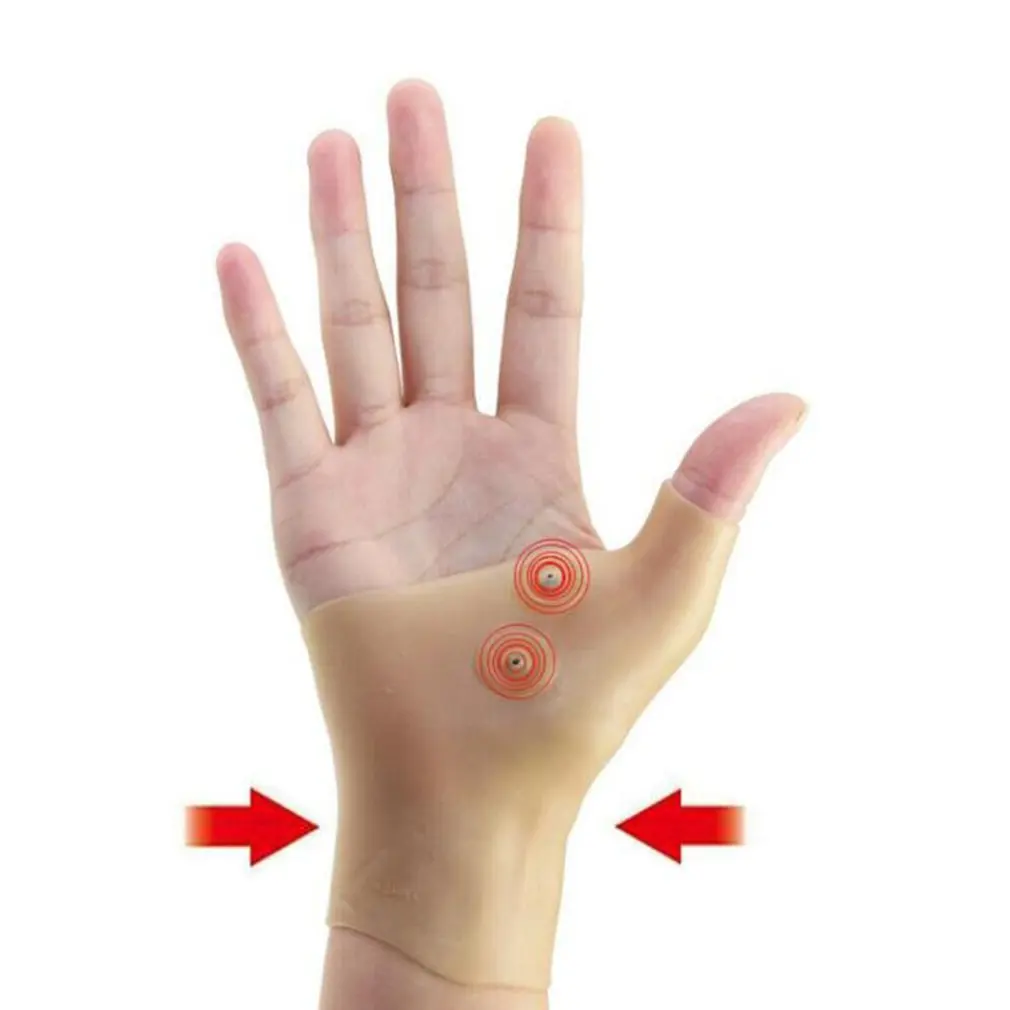 Магнитная терапия, перчатки для поддержки запястья рук и большого пальца, силиконовый гель, корректор давления при артрите, массажные перчатки для облегчения боли, горячая распродажа - Цвет: Розовый
