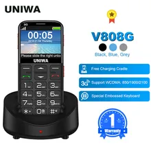 UNIWA-teclado inglés y ruso V808G, 10 días de espera, 3G, WCDMA, linterna fuerte, botón pulsador, teléfono móvil, SOS
