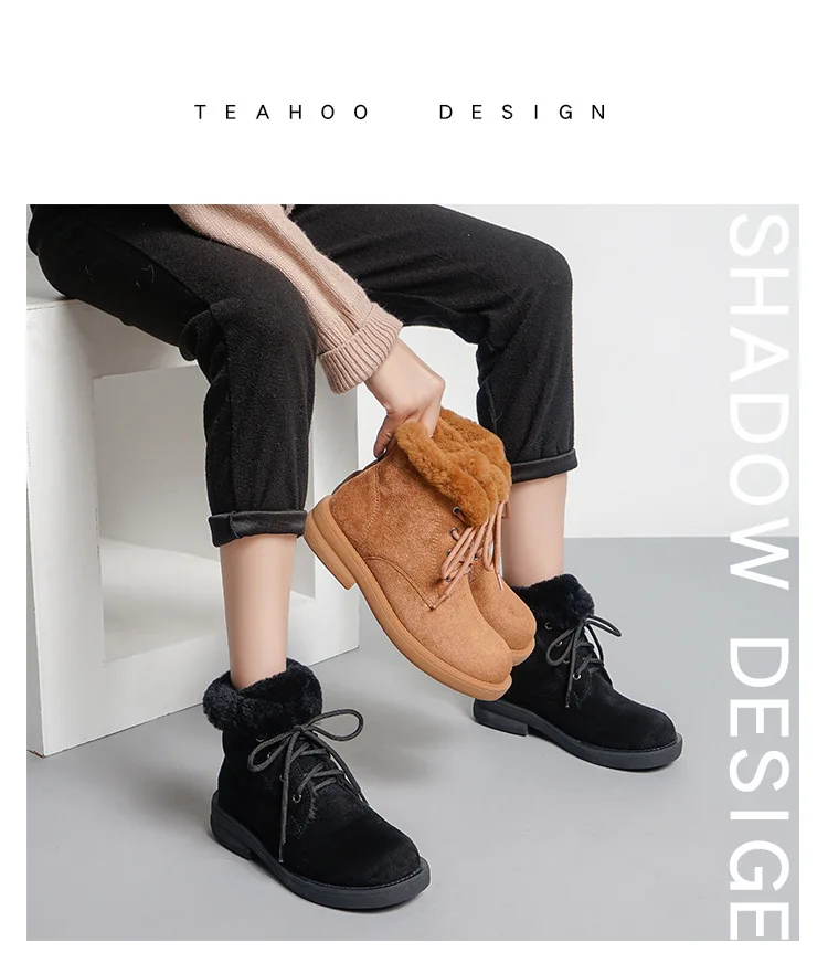 winter new snow boots women's fashion simple solid color plus velvet warm and comfortable casual boots