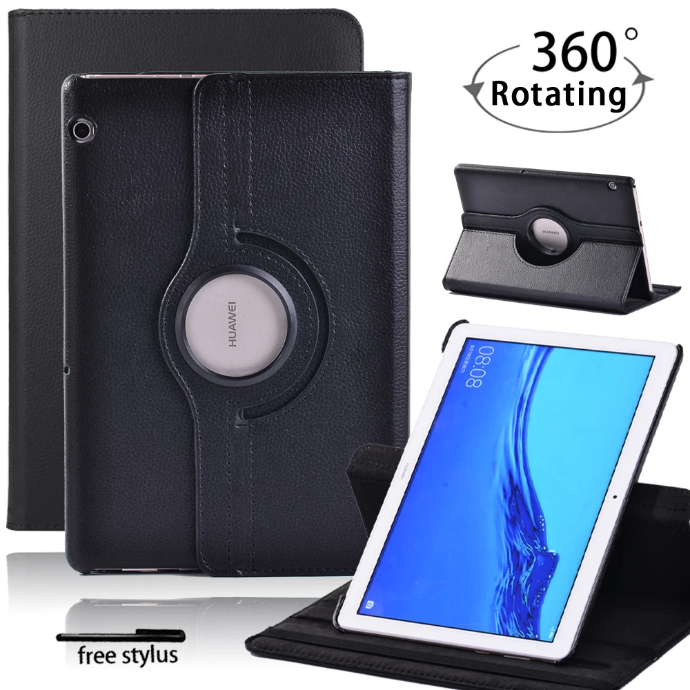

Leather Stand Cover 360 Rotating Case for Huawei MediaPad T5 10.1" Tablet Protective Shell for AGS2-W09/W19/L03/L09