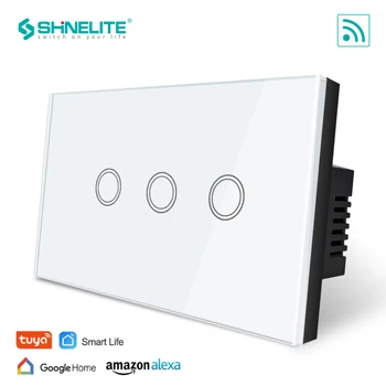 

SHINELITE US Standard 3 gang Smart wifi Touch Switch, Touch WiFi APP Control, google home control , Alexa,Tuya APP Smart Life