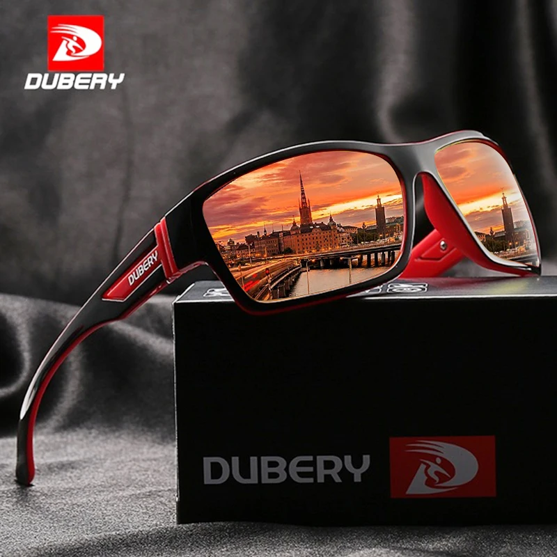 

DUBERY Sport Men's Polarized Sunglasses Brand Designer UV Protection Driving Red Mirror Shades Male Sun Glasses for Men Oculos