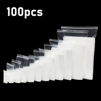 

100pcs Clear zip lock ziplock bag Food storage package small Jewelry packing Transparent Zip reclosable vacuum storage bags
