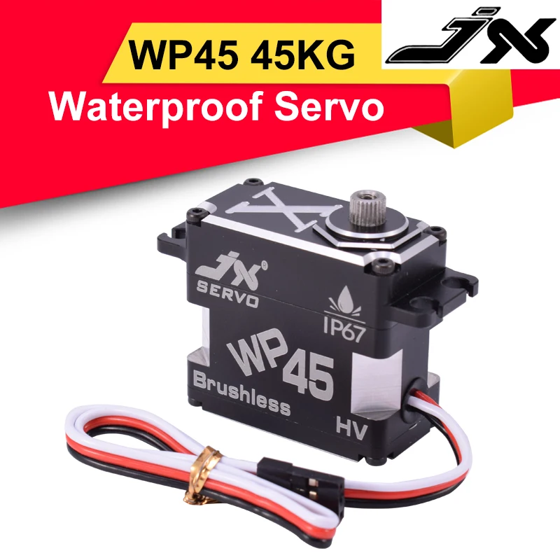 

JX WP45 45KG Waterproof Servo 8.4V 0.11sec Steel Gear 180 Degree HV Aluminum Brushless Servo for TRX 1/10 RC Car Boat Fixed-wing
