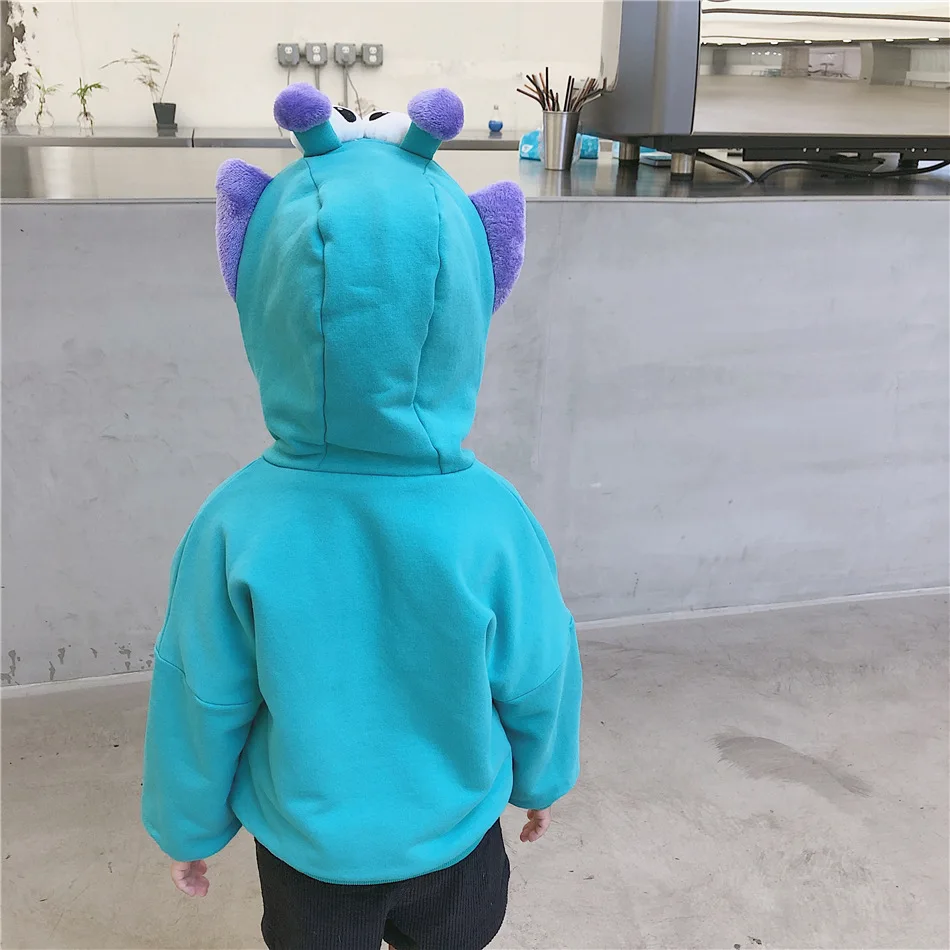Tonytaobaby/Новинка зимы; детская одежда для мальчиков и девочек; Цвет зеленый; плюшевое пальто на молнии с капюшоном