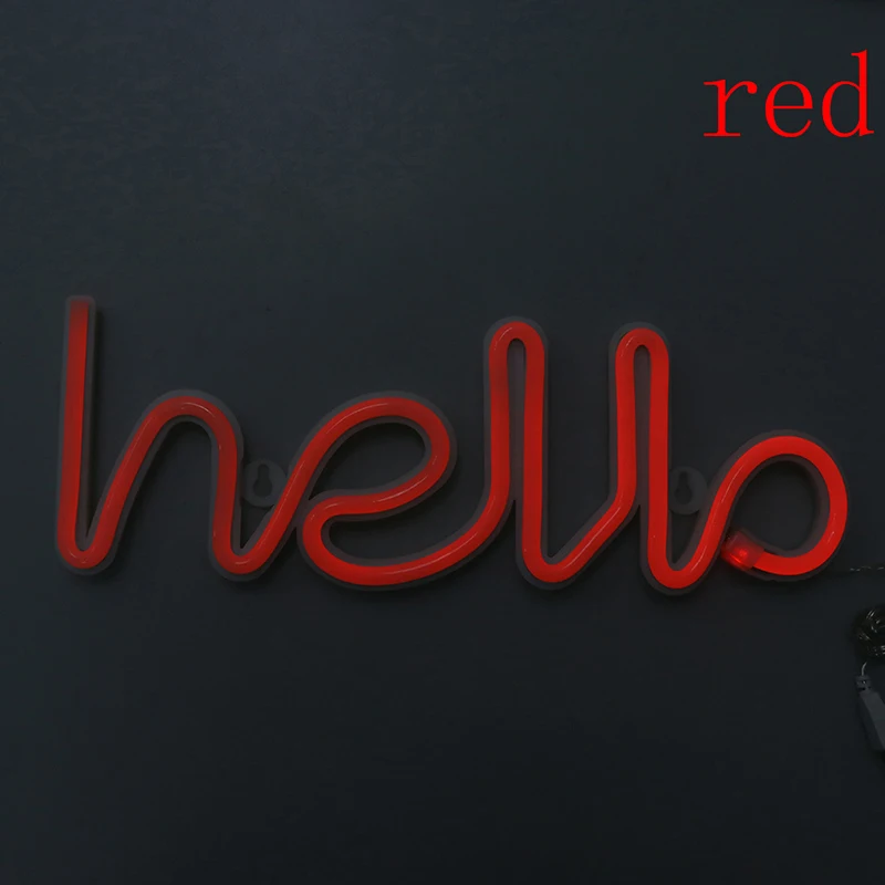 Ночник неоновый Алфавит Hello неоновые огни для дня рождения Свадебная вечеринка спальня настенный Декор ночник 13,3*4,52 дюймов - Испускаемый цвет: Красный