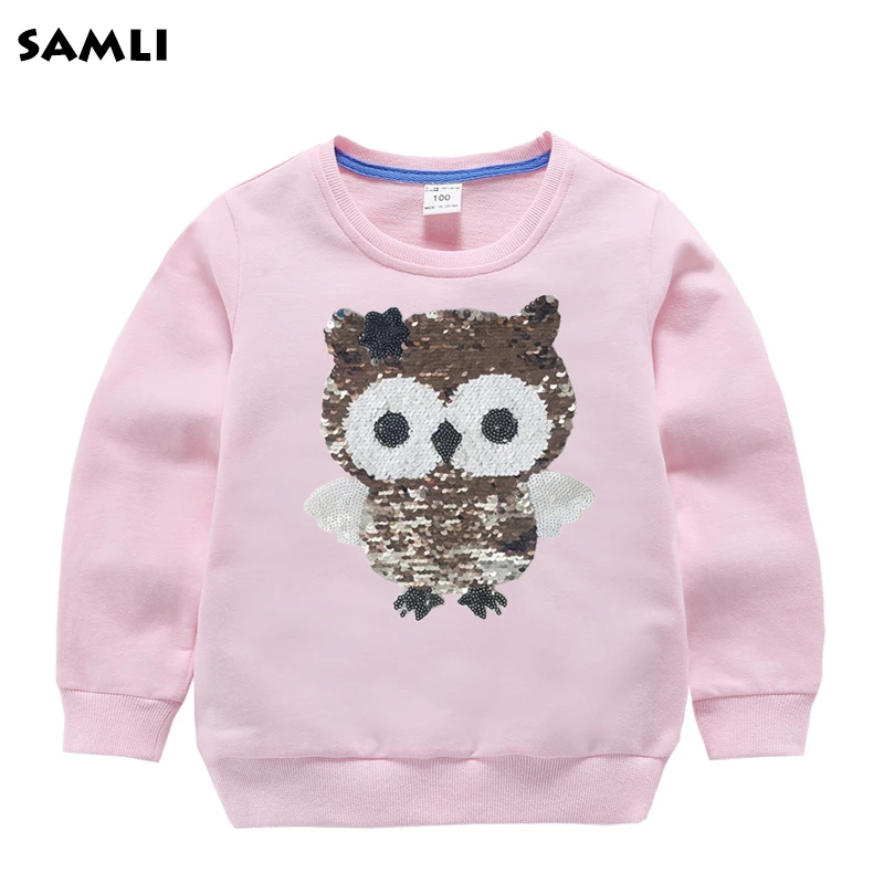 Cambio de Color búho lentejuelas sudadera para bebés, niñas manga larga Tops niños sudadera niños Hooodies para 2 años|Sudaderas con capucha y sudaderas| - AliExpress