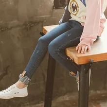 Детская одежда для девочек; коллекция года; сезон осень; стиль; корейский стиль; западный стиль; облегающие джинсы леггинсы с кроликом; Мода